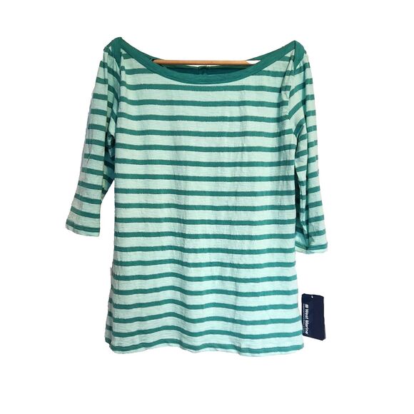 WEST MARINE GREEN STRIPE w/ Metallic Silver BEACHSIDE TOP SIZE XL NWTS - Picture 2 of 12